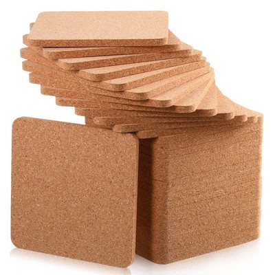 120 Pcs Square Cork Trivets 4 x 4 x 0.2 Inch Coasters for Natural Color 