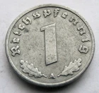(1016) GERMAN 3rd REICH 1942 A - 1  REICHSPFENNIG WWII COIN