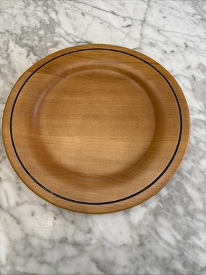 Ralph Lauren Home, Italy, Blue Line Wooden Plate, 11'' Read, Small Crack See  