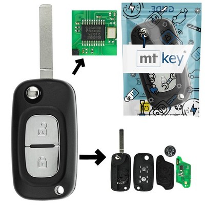Funk Schlüssel 434MHZ ID46 2 Tasten für Mercedes Benz Citan C415 Klappschlüssel