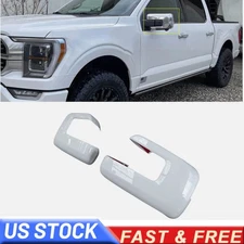 For 2021-23 2024 2025 Ford F-150 Mirror COVERS w/Turn Signal Hole OXFORD WHITE