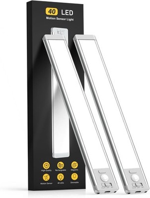 MCGOR 10inch Under Cabinet Lighting, 2 Pack Rechargeable Motion Sensor Light Ind