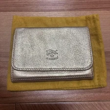 Il Bisonte Gold Leather Card Case Wallet Used avec blemishes gift