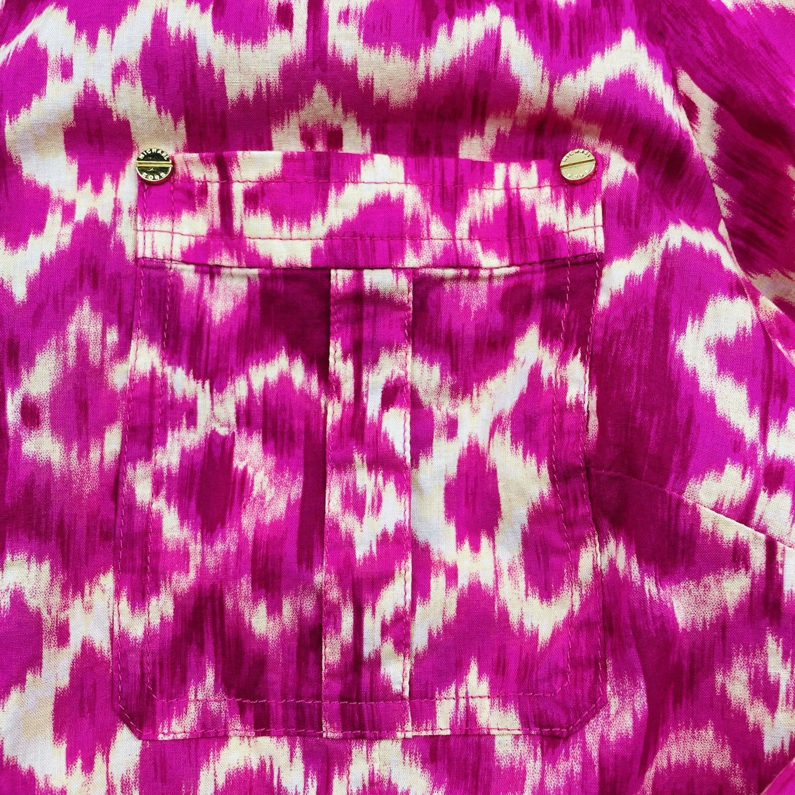 Michael Kors Women's Blouse Medium Pink Button Down Gold Details Office Casual thumbnail 4