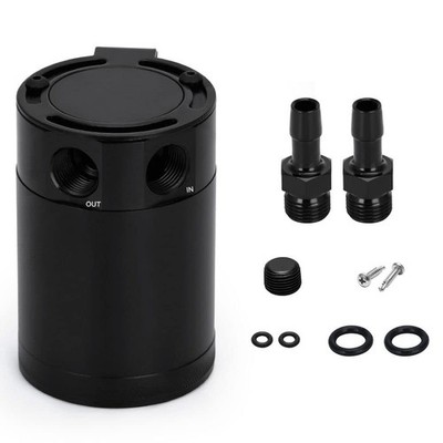 PQY Baffled Oil Catch Can Kit Universal 2 Port Aluminum 2port, black 