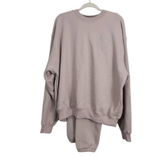 SET ACTIVE Sweat Set Sz L Mauve Pink Pullover Crew Jogger Pants Athleisure Gym