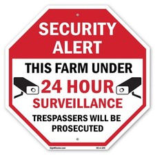Security Alert This Farm Under 24 Octagon Sign Weather Resistant Made in the USA