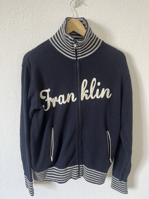 Franklin & Marshall Mens Small Navy Wool Blend Varsity Zip Jacket