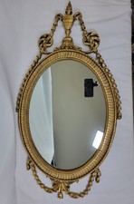 Oval Wall Mirror Rococo Baroque-Style Ornate Gilt Elaborate Framed Rare Prop