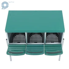 Green 3 Hole Chicken Nesting Box With Metal Legs Roll Away For Chicken Nest Box