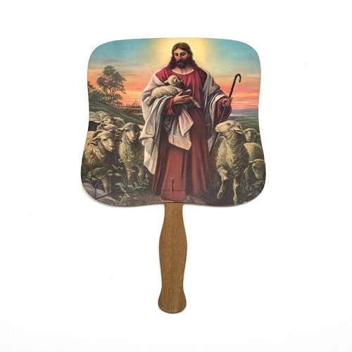M.G. Slate Jeweler Emporia VA Advertising Fan Jesus Good Shepherd Vintage