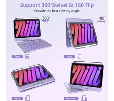 TaIYanG Keyboard Case for iPad Mini 7 6,7 Color Backlit Light Purple
