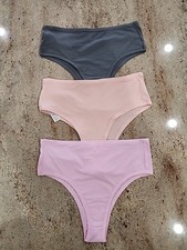 New HANKY PANKY Set Of 3 Supima Cotton Hi Cut Thong Panty Size M/L