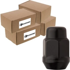 Black M12x1.25 Lug Nuts Closed End Bulge Acorn 21mm Hex; 1.4" Tall; Case of 400