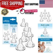 Soft Silicone Baby Bottle Nipples - Dr. Brown's 6-Pack Level 2 for 3 