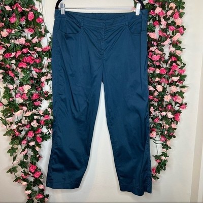 St.John Soco Mid Rise Straight Leg Capri Pants Womens Plus Size 14 Work Office