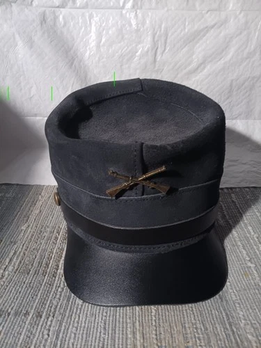Men's Henschel Hat Co. SIZE XL USA Blk Civil War Officers Black Suede Leather