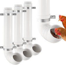 3 Pack Automatic Chicken Feeder No Waste, PVC Pipe Chicken Coop Feeder, Rat Proo
