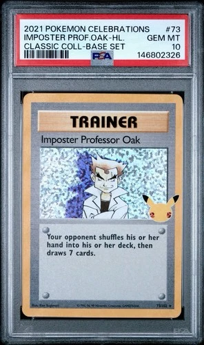 Imposter Professor Oak 73/102 Celebrations: Classic Collection Holo PSA 10