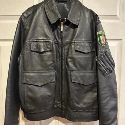 Super sick authentic vintage german police leather jacket. image 2