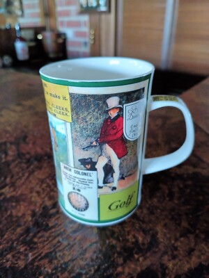 Dunoon Victorian Golf Collector Coffee Mug Bone China Made In England