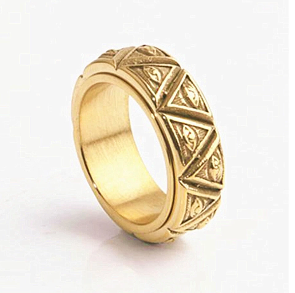 Pyramid Eye of God Spinning Ring Men Women Stainless Steel Halloween Biker Ring - Image 4 of 4