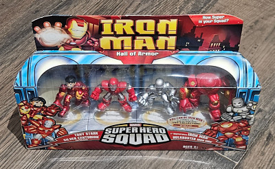 Marvel Super Hero Squad 3'' Figure Set Tony Stark Silver Centurion Hulk buster