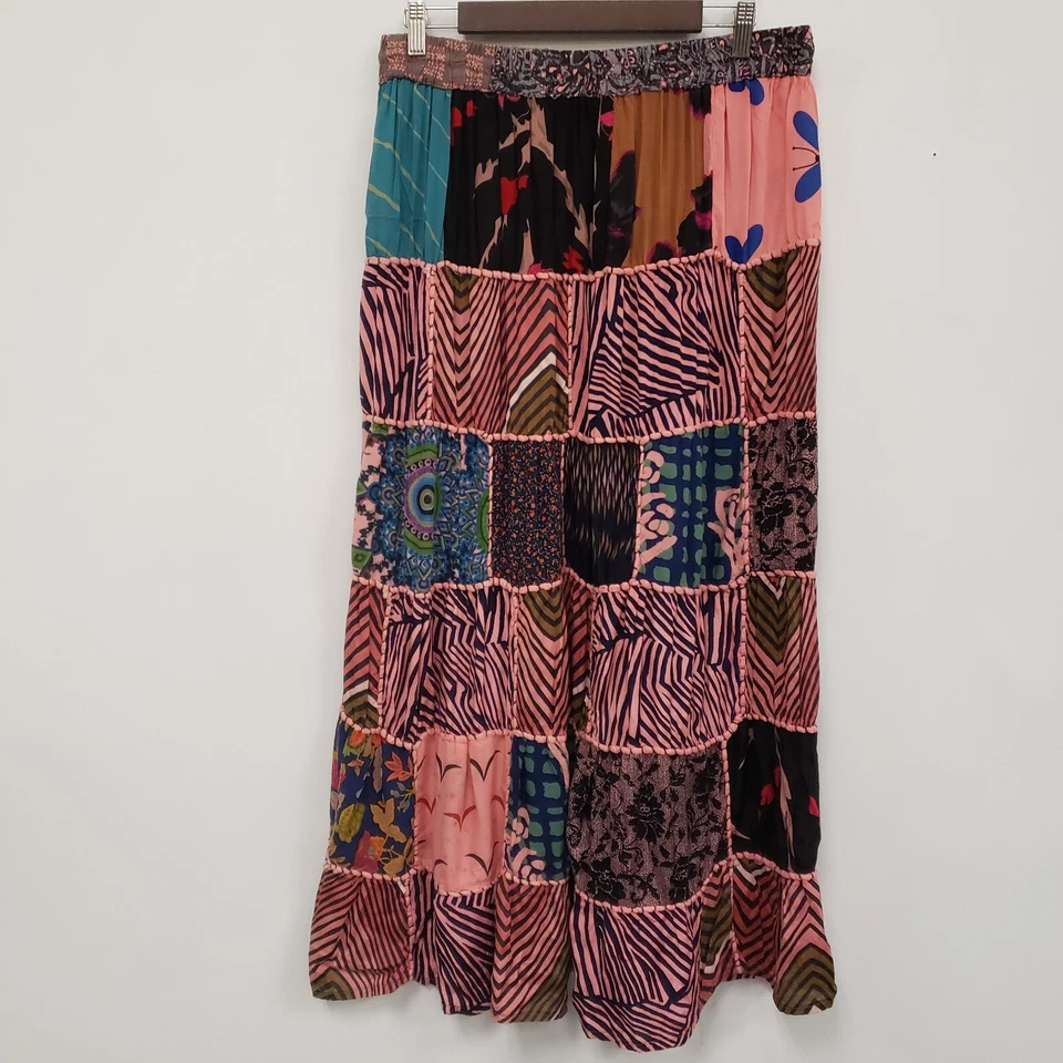 Ana & Kate Womens Artsy Patchwork Maxi Skirt Size L Pink Festival Hippie Boho - Image 3 of 4