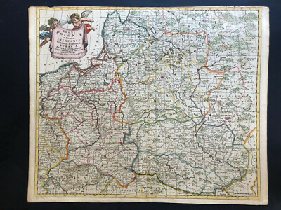 069 Antique Original 1700 map of Poland, Ukraine, Lithuania by Justus