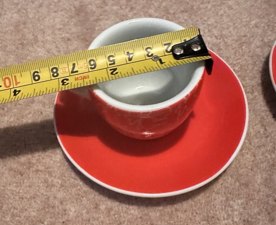 Bialetti Red Porcelain Set Of 2 Espresso Cups With Saucers eBay