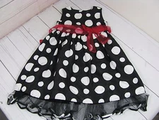 "Brooke Lindsay" Girls Black Polka Dot Dress Size 5