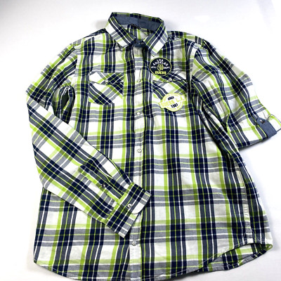 Guess Mens Shirt Plaid Pearl Snap Los Angeles Athletic Dept Patches Medium NWT