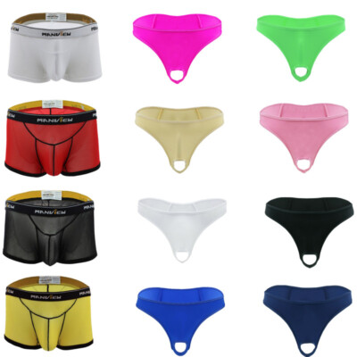 Herren Mesh Sheer Bulge Pouch Boxershorts Low Rise Briefs Badehose Unterwäsche