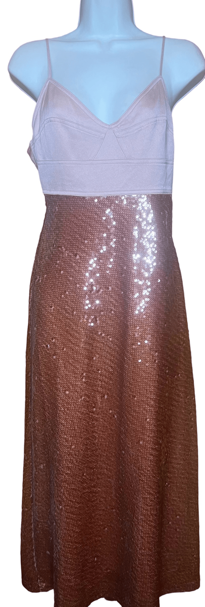 alc gisele sequin midi dress ALC Gisele Sequin Midi Dress in Pale Pink & Brown NWT Size 10