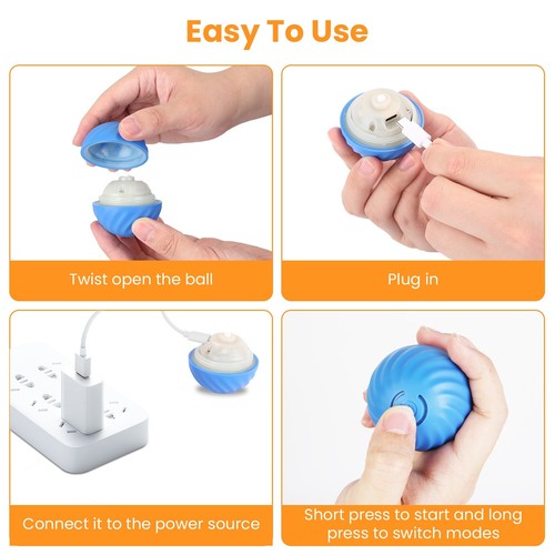 Interactive Cat Toys Ball Fast Rolling In Pouch Motion Activate Cat - Picture 9 of 18