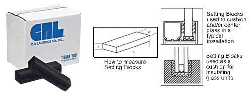 CRL 1/2" x 1/2" x 2" Neoprene Setting Blocks - 80 Durometer - pack of 100 - Picture 2 of 6