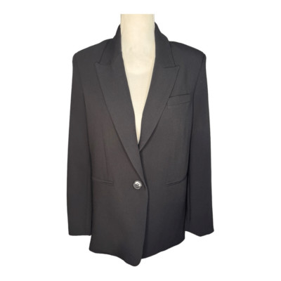 NEW Stradivarius Women s XS Black Oversized Single Button Blazer NWT