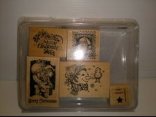 CHRISTMAS RUBBER STAMPS ASSORTMENT, MERRY CHRISTMAS  SNOWMAN, LOT OF 5