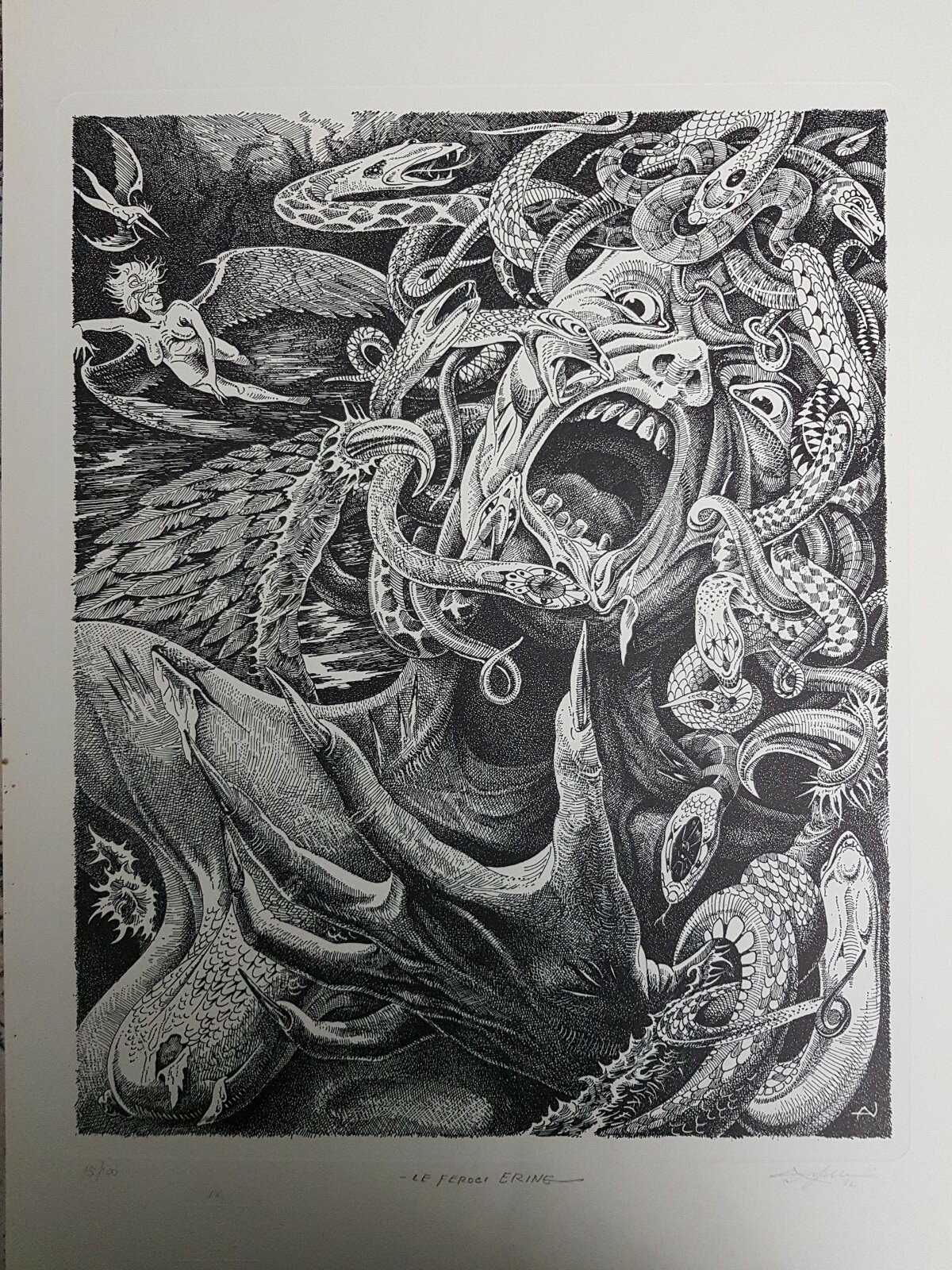 Natalino Arfelli Litografia Originale Numerata 15/100 " Le Feroci ERINE" 1982...