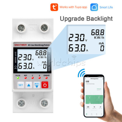 AC220V 63A Tuya Smart Under/Over voltage current Protector WIFI APP Control