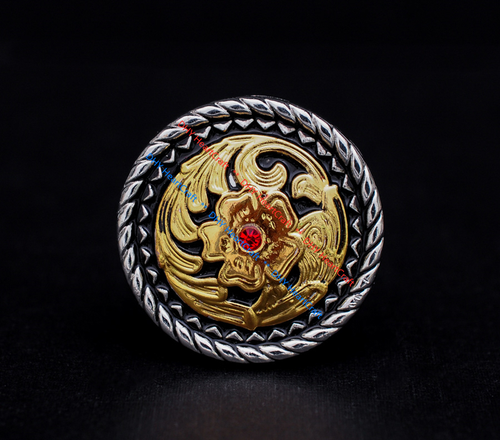 6x 1-3/8" Rose Flower Antique Silver Gold Rope Edge Leathercraft Saddles Conchos - Picture 9 of 10