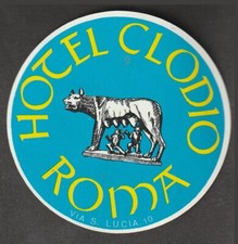 Hotel Clodio ROMA Italy - vintage luggage label