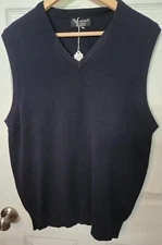 HAWICK KNITWEAR mens navy blue  100% lambswool made in Scotland Vest M