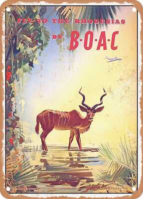 METAL SIGN - 1951 Fly to the Rhodesia's by BOAC Vintage Ad