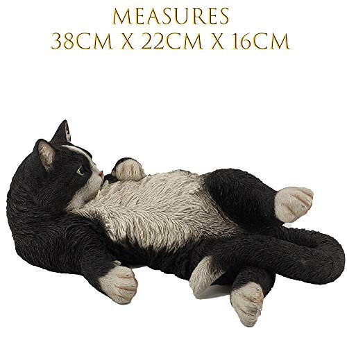 Black & White Cat Outdoor Garden Lawn Statue Ornament Sculpture Kitten Figurine - Picture 12 of 14