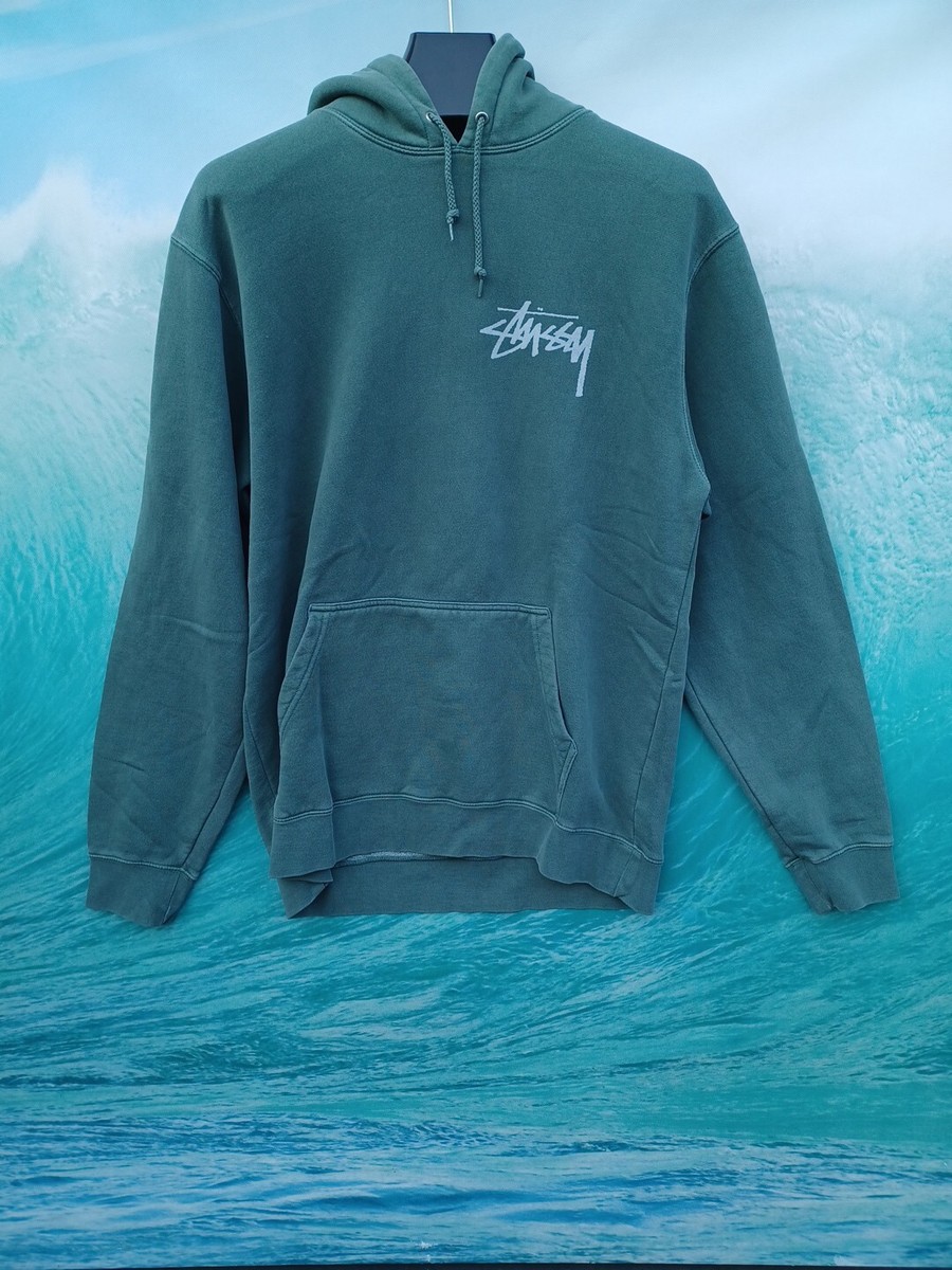 Stussy Logo Green Soft Pig Dyed Hoodie XL Good Condition #0182 | eBay