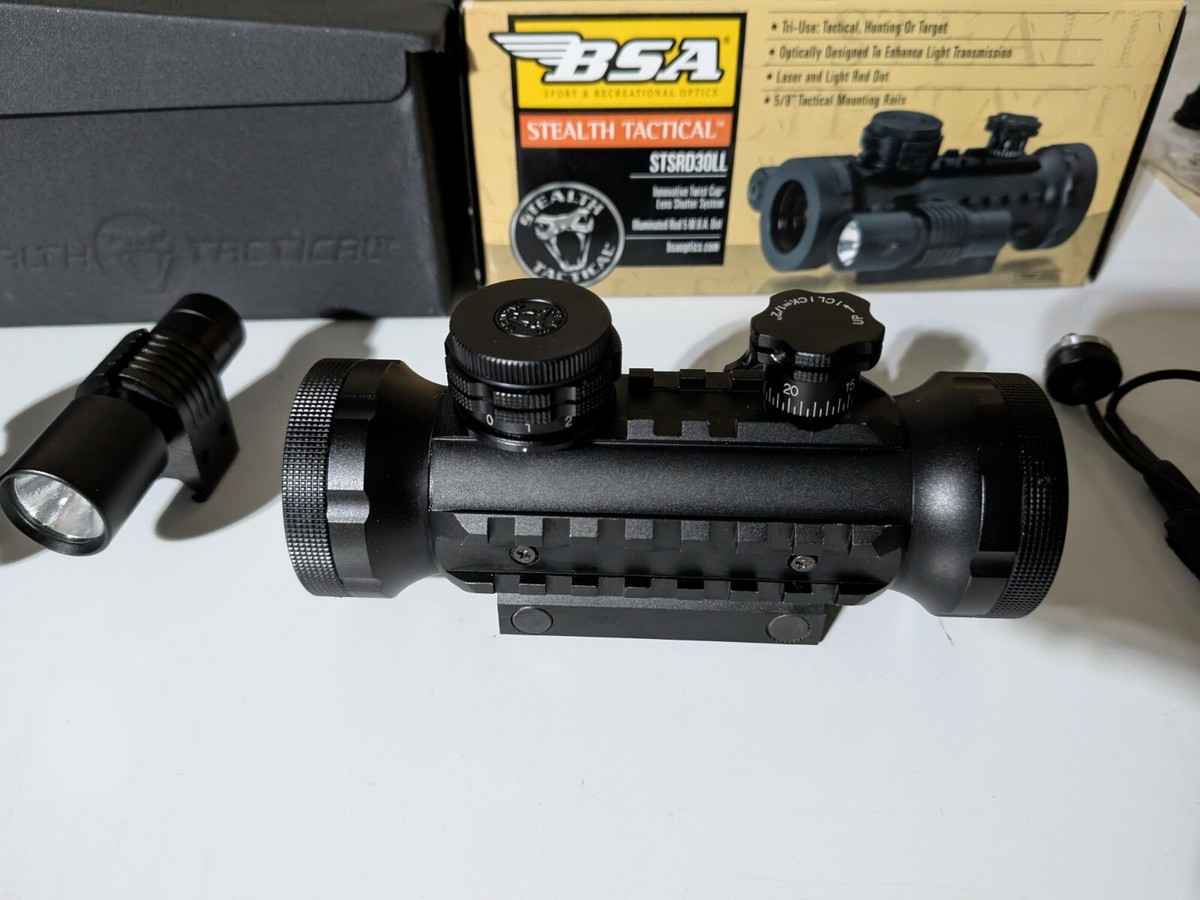 BSA Stealth Tactical STSRD30LL Red Dot Rifle Sight, Laser