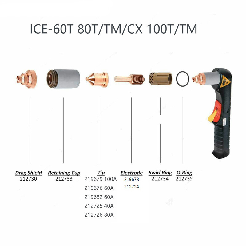 20pcs For Miller ICE-60T 80T/TM/CX 100T Torch 212724