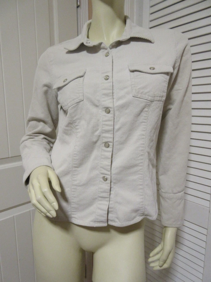 Vintage Y2K Arizona Womens Corduroy Trucker/Jean Jacket Button Up Pockets Ivory - Image 2 of 4