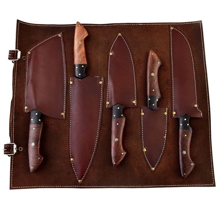 Juego de CUCHILLOS DE CHEF hechos a mano personalizados cuchillos de cocina cubiertos forjados acero Damasco 2796 Foto 4 de 4